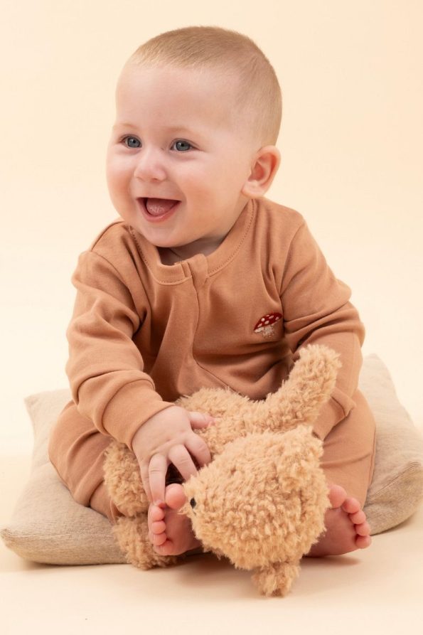 Baby Girls and Boys Long Sleeve Embroidered Zip-Up Sleep Suit