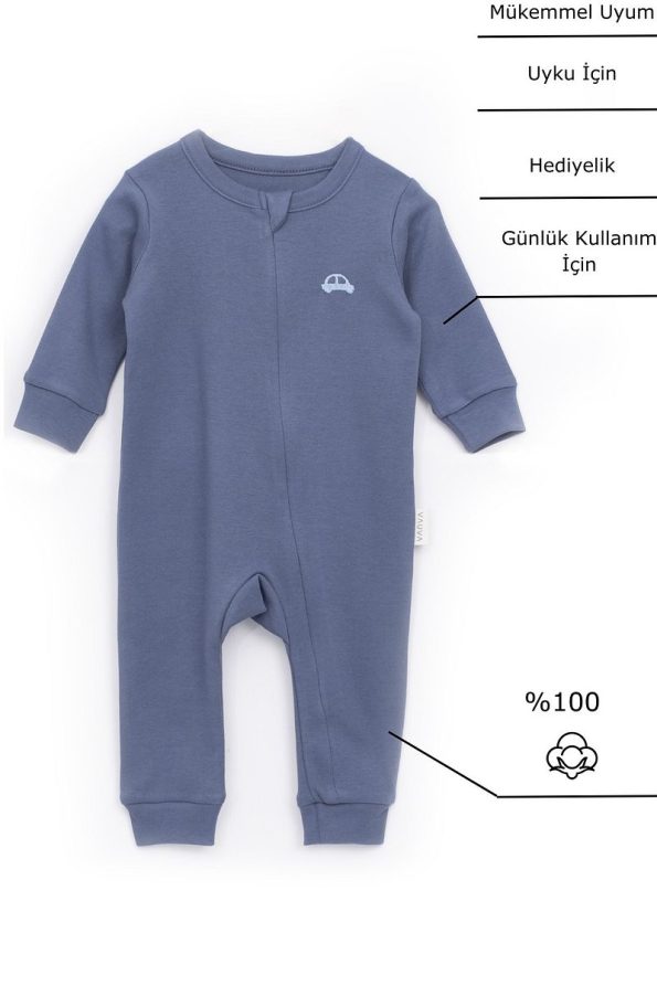 Baby Boy Girl Long Sleeve Embroidered Zipper Sleep Suit