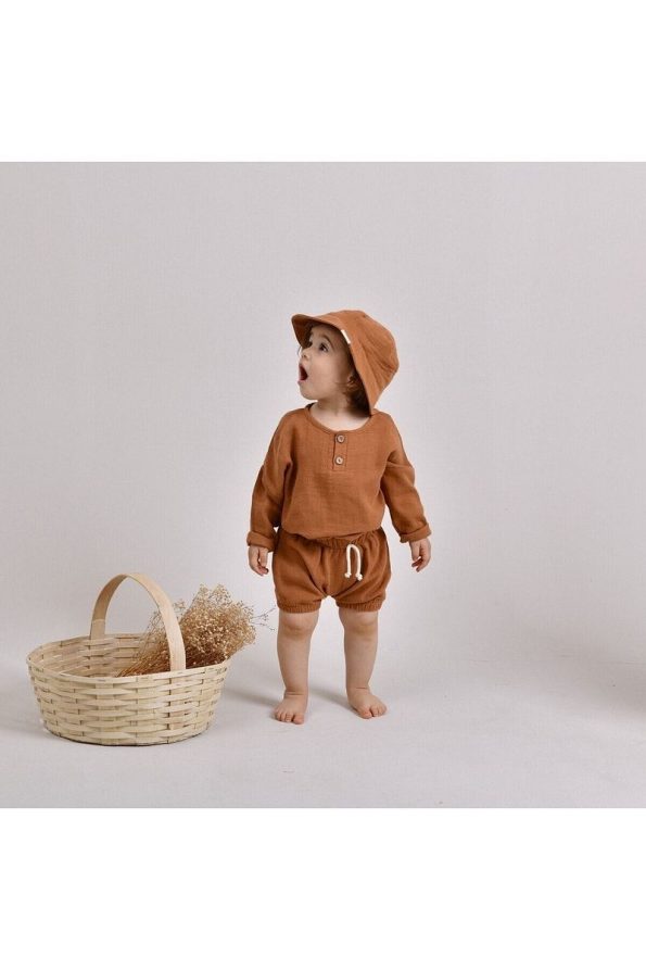 Lollie Baby&Kids Muslin Shirt and Shorts Set for Babies and Kids - Terra