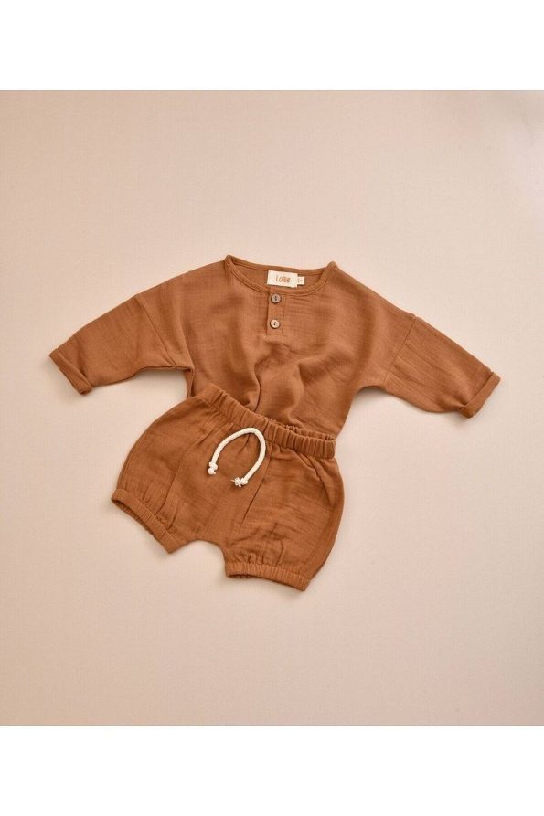 Lollie Baby&Kids Muslin Shirt and Shorts Set for Babies and Kids - Terra