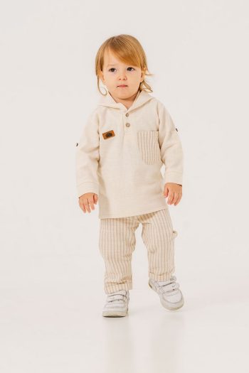 JNF Kids Striped Linen Two-Piece Set for Boys