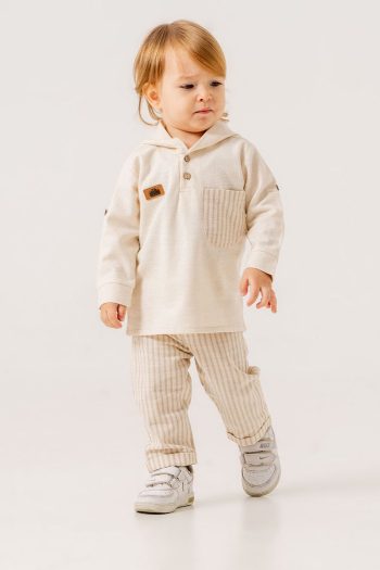 JNF Kids Striped Linen Two-Piece Set for Boys