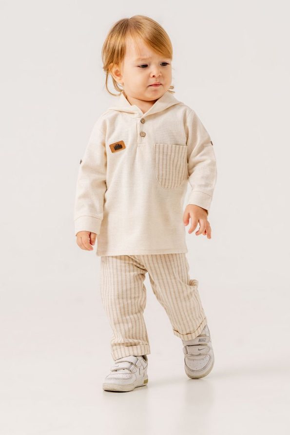 JNF Kids Striped Linen Two-Piece Set for Boys