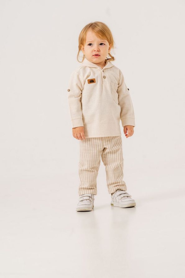 JNF Kids Striped Linen Two-Piece Set for Boys