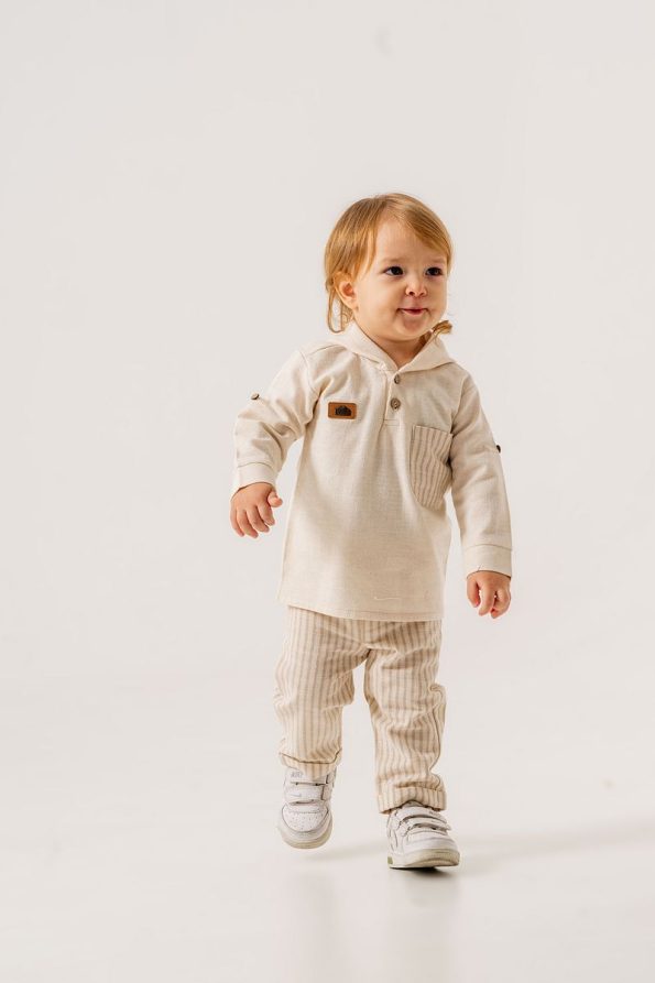 JNF Kids Striped Linen Two-Piece Set for Boys