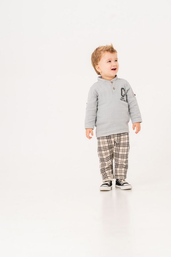 JNF Kids Boys Checkered Muslin Two-Piece Set