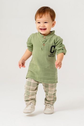JNF Kids Boys Checkered Muslin Two-Piece Set