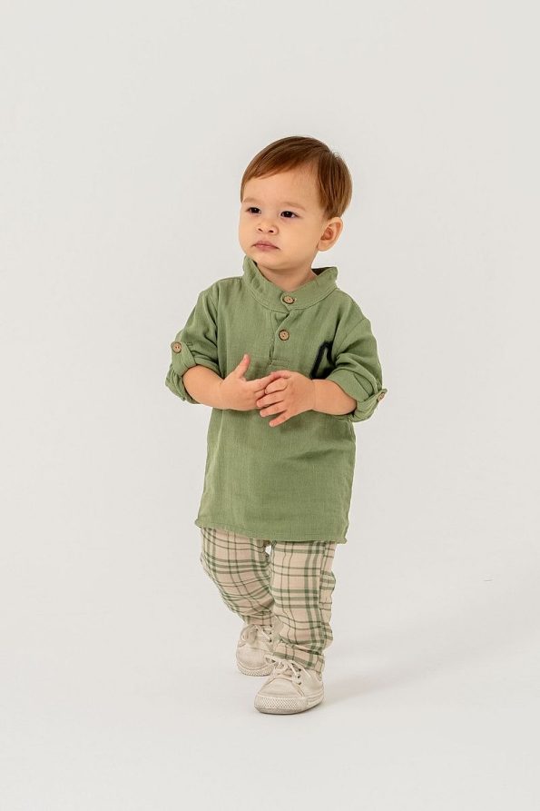JNF Kids Boys Checkered Muslin Two-Piece Set
