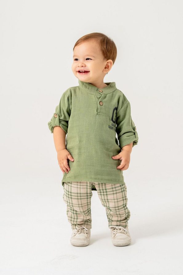 JNF Kids Boys Checkered Muslin Two-Piece Set