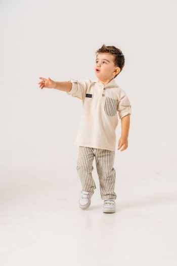 JNF Kids Boys Striped Linen Two-Piece Set