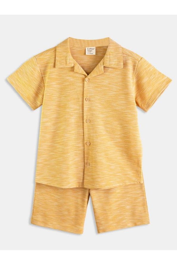 Cotton Trips Summer Polo Neck 2-Piece Set (2-7 Years) - Yellow