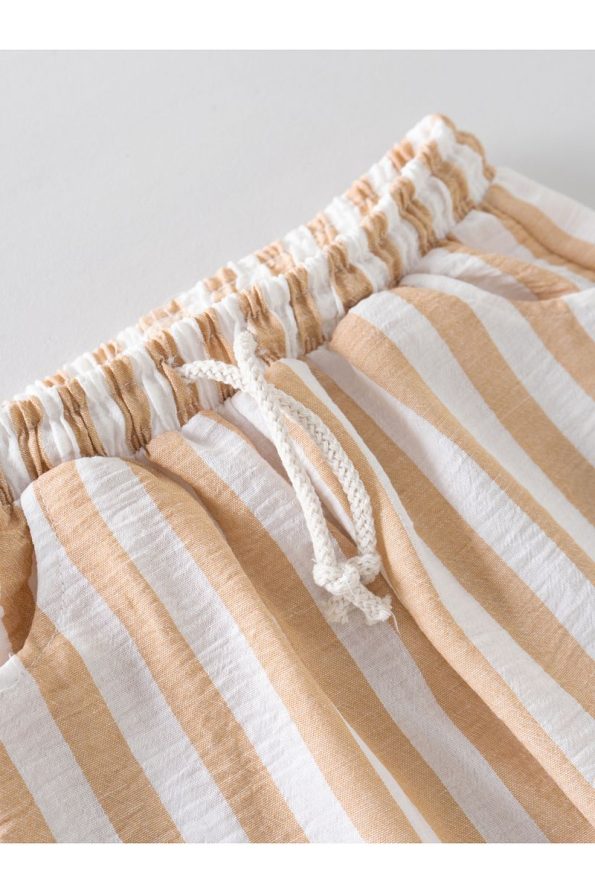 Cotton Trips Striped Textured Harem Pants (2-7 Years) - Milk Coffee