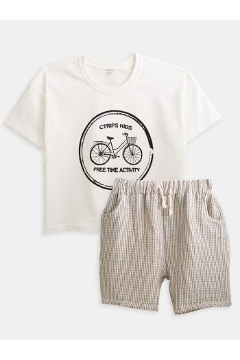 Cotton Trips Muslin Short T-Shirt Bicycle Print Summer Set 2-7 Years