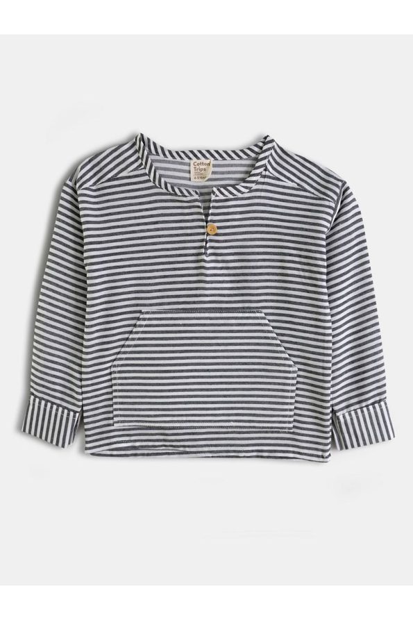 Cotton Trips Striped Shirt and Textured Set for Kids (2-7 Years)