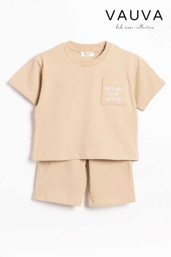 Vauva Pocket Set T-Shirt Shorts Unisex Kids Embroidered Summer Outfit