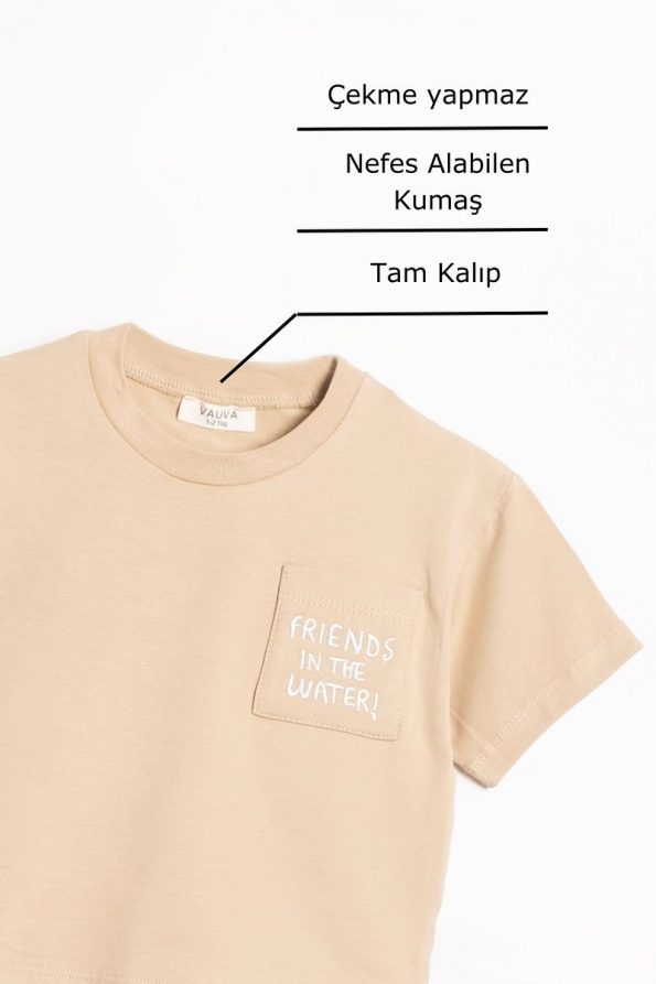 Vauva Pocket Set T-Shirt Shorts Unisex Kids Embroidered Summer Outfit