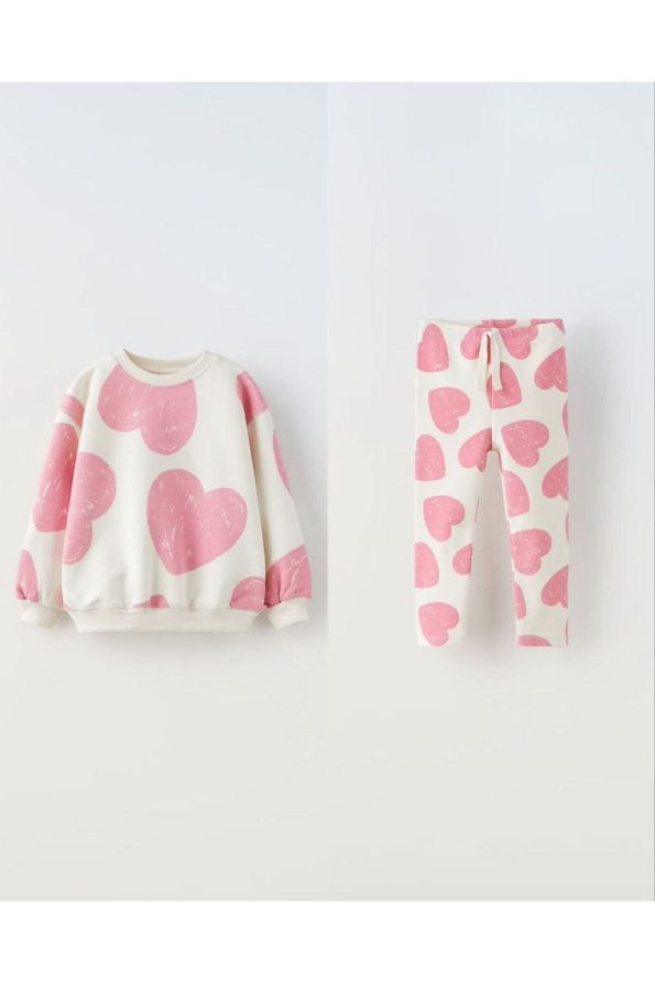 Heart Print Legging Set for Girls