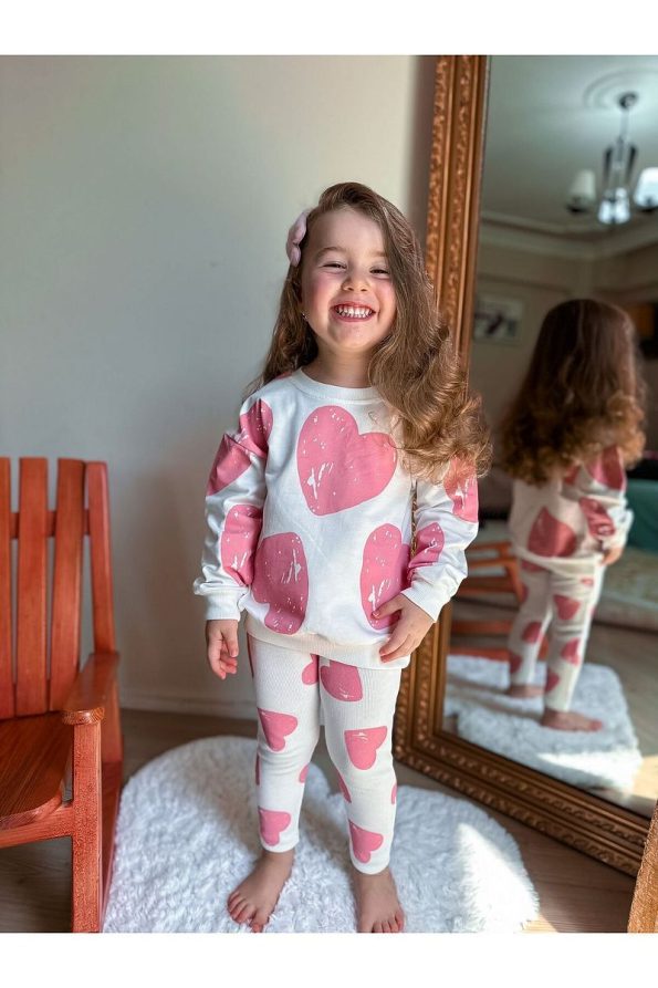 Heart Print Legging Set for Girls