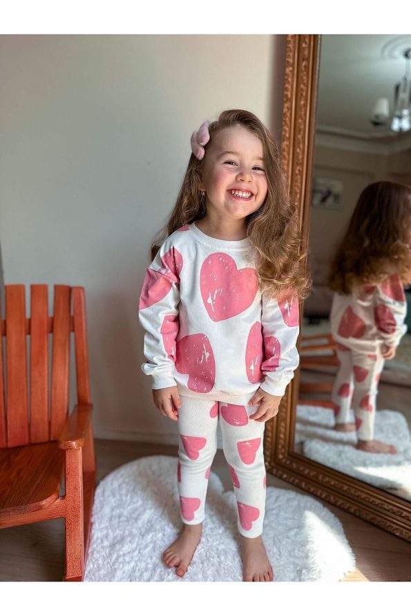 Heart Print Legging Set for Girls