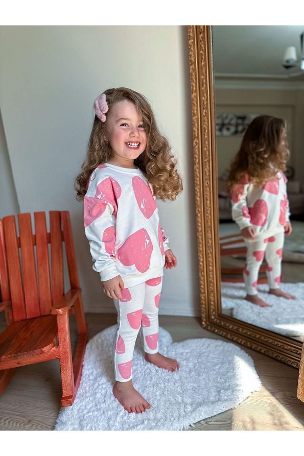 Heart Print Legging Set for Girls
