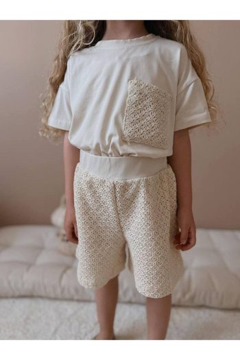 Jolly Kids Girls Cream Lace Shorts Set