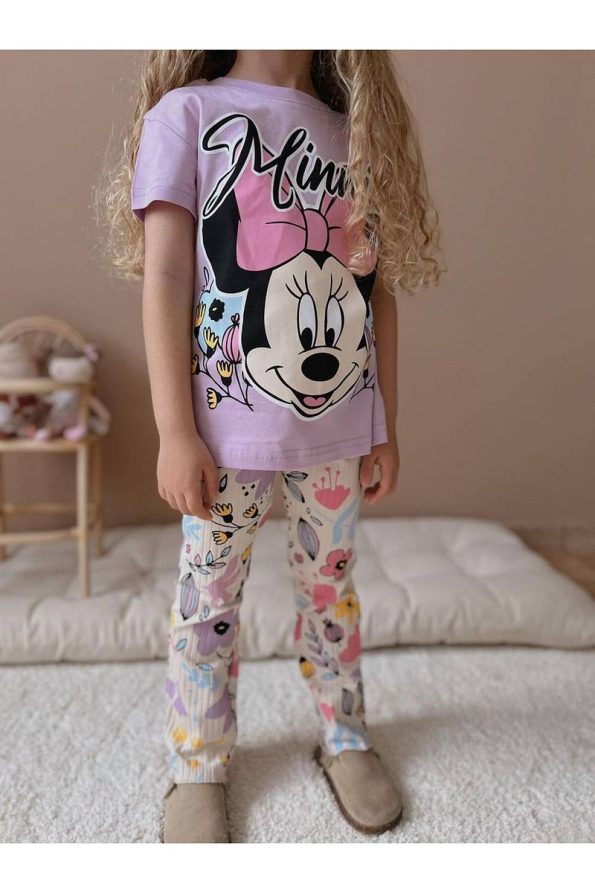 Jolly Kids Girls' Red Floral Print Ribbed Leggings Set