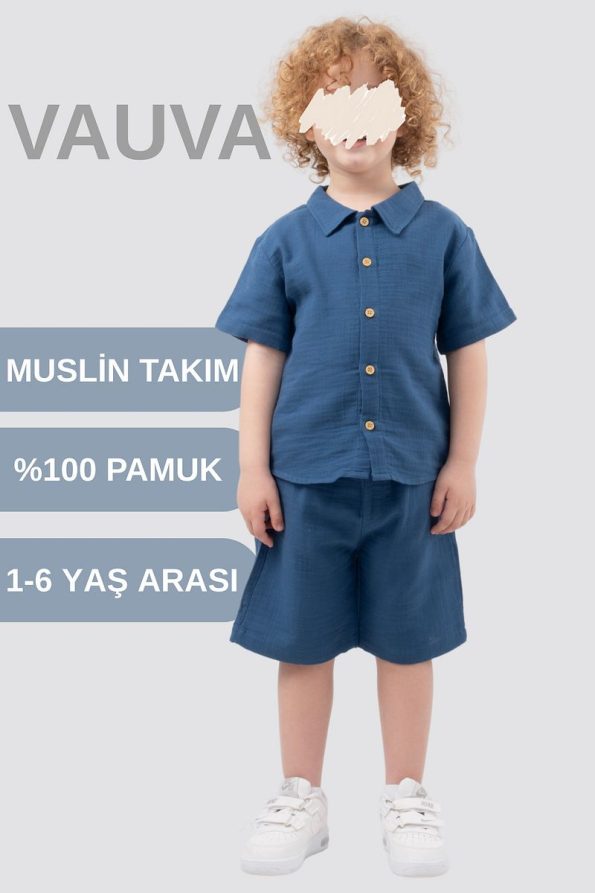Vauva Muslin Shirt and Shorts Set for Kids