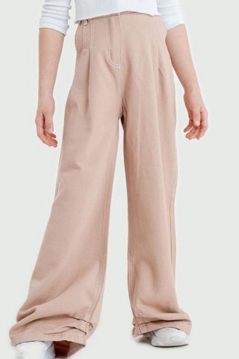Girls' Pleated Linen Pants