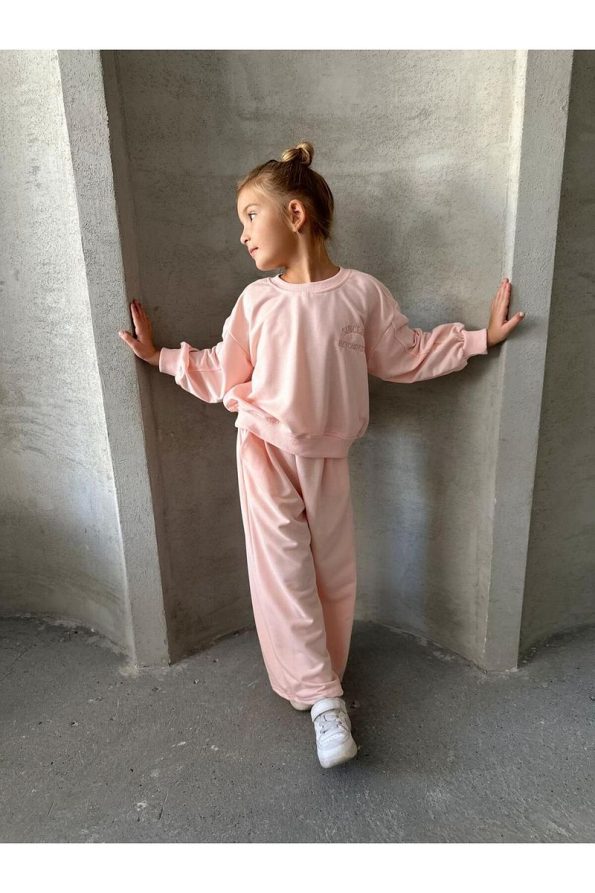 le petit sole Girls' Self Love Slogan Oversized Two-Piece Set