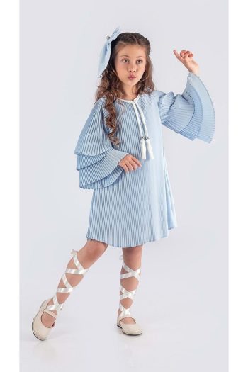 Mnk Baby&Kids Girls' Pleated Dress in Blue