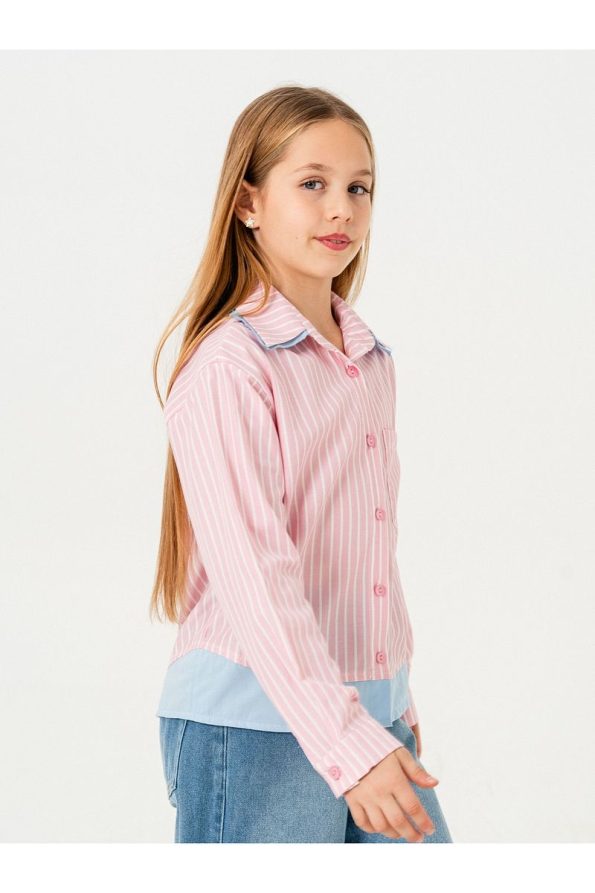Giyicem Textile Girls' Double Collared Shirt