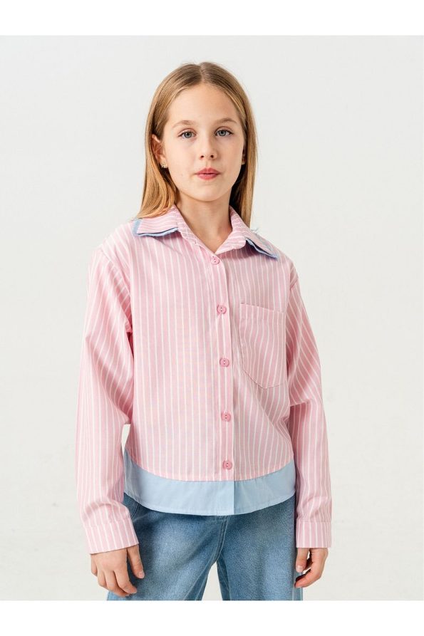 Giyicem Textile Girls' Double Collared Shirt