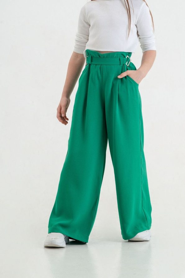 Giyicem Textile Girls' Belted Linen Pants