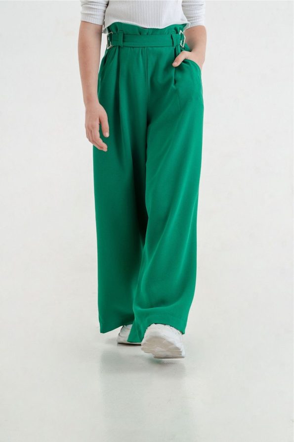 Giyicem Textile Girls' Belted Linen Pants