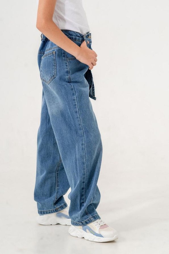 Girls' Casual Fit Removable Bow Denim Pants