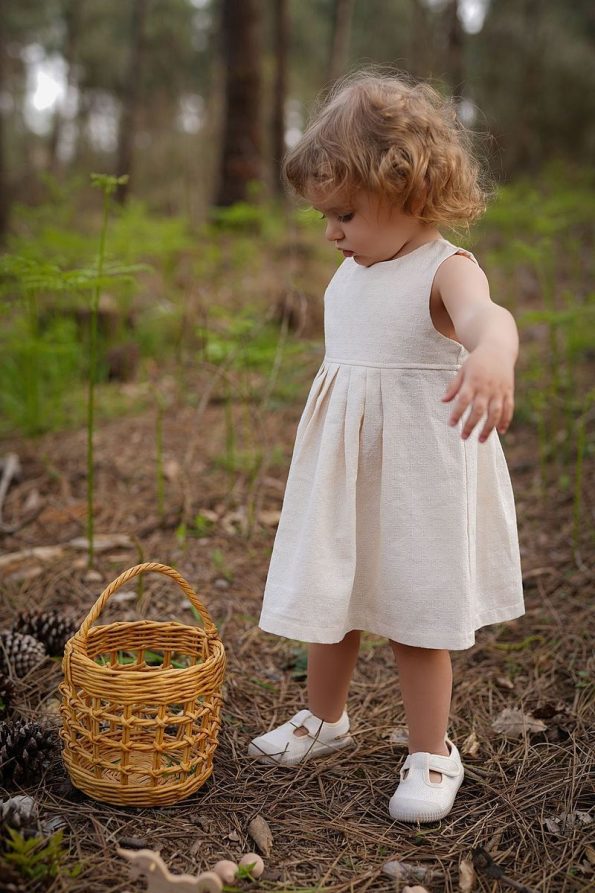 MELLS BABY Vintage Organic Cotton Linen Dress for Girls