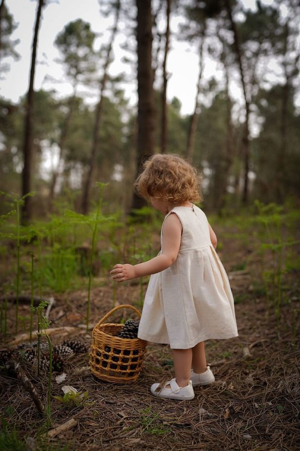 MELLS BABY Vintage Organic Cotton Linen Dress for Girls