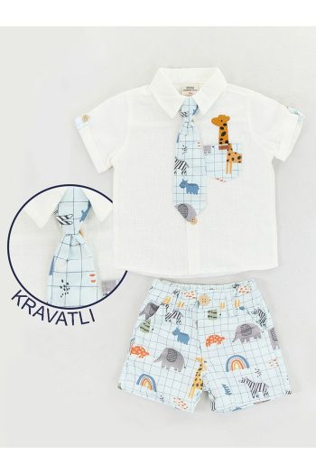 Midimod Baby Boys' Festive Shirt and Shorts Set with Tie