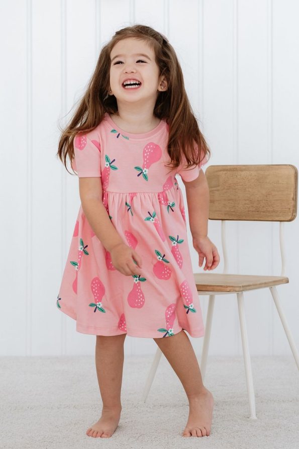 Lilabio 100% Cotton Short Sleeve Patterned Dress for Girls