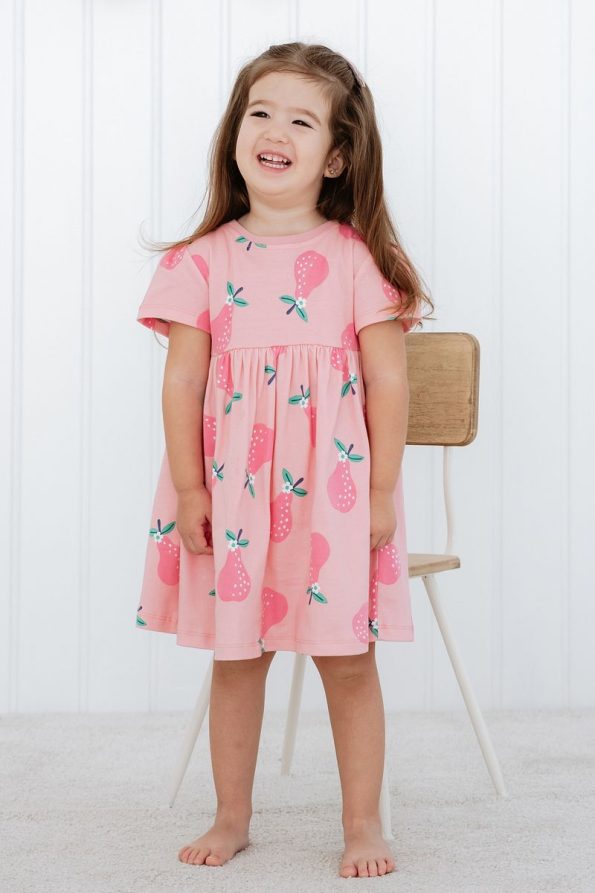 Lilabio 100% Cotton Short Sleeve Patterned Dress for Girls