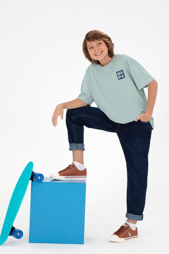 U.S. Polo Assn. Boys' Aqua Oversized Crew Neck T-Shirt
