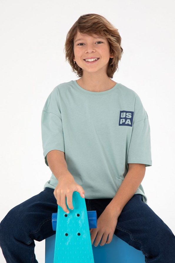 U.S. Polo Assn. Boys' Aqua Oversized Crew Neck T-Shirt
