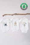 Lilabio 100% Organic Cotton 3-Pack Printed Short Sleeve Baby Bodysuit Elephant