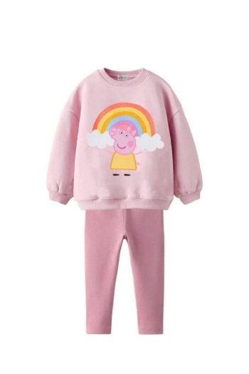 minibambi Girls' Cotton 3-Piece Unlined Set in Pink