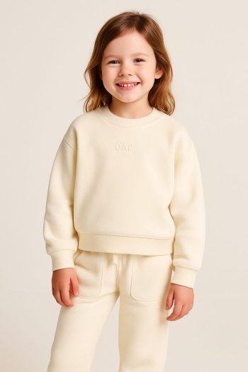 Minibambi Girls' Cotton Short Set with Print in Cream