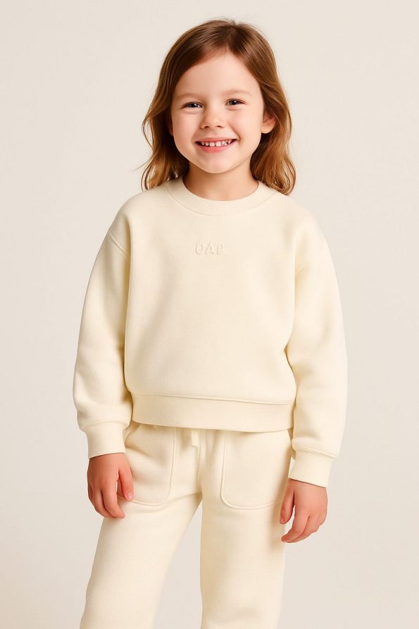 Minibambi Girls' Cotton Short Set with Print in Cream