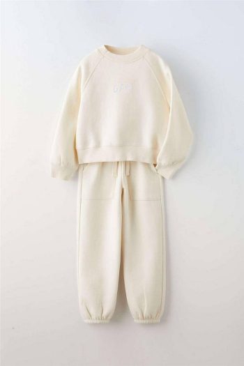 Minibambi Girls' Cotton Short Set with Print in Cream
