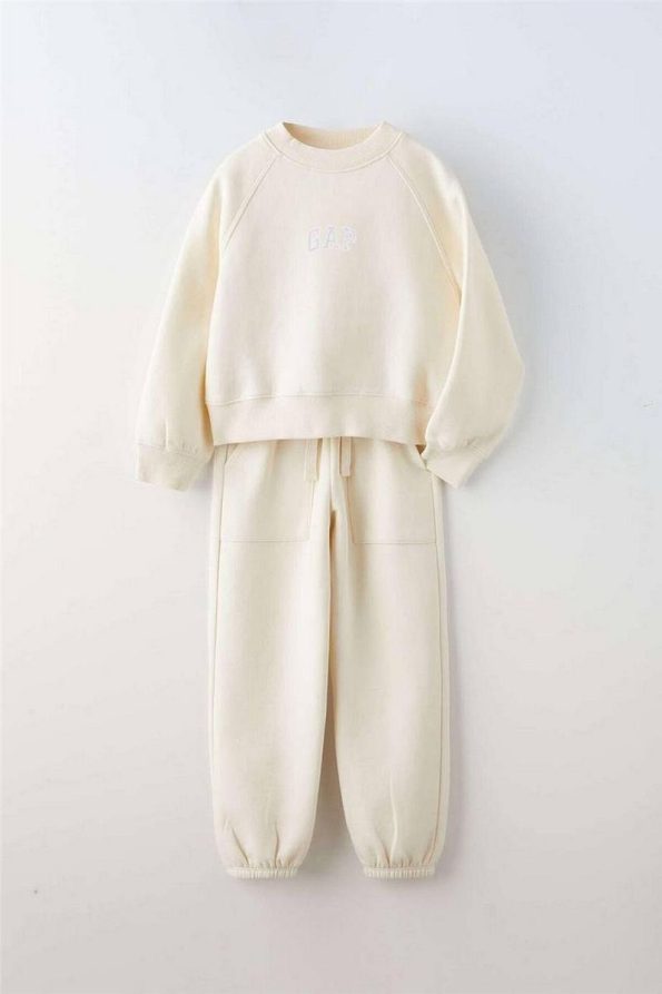 Minibambi Girls' Cotton Short Set with Print in Cream