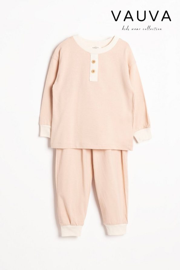 Vauva Seasonal Pajama Set Long Sleeve Button Detail for Boys and Girls