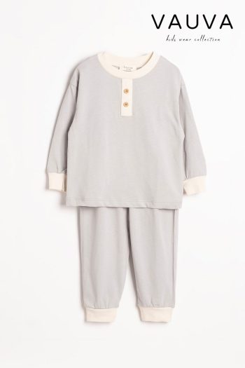 Vauva Seasonal Pajama Set Long Sleeve Button Detail Kids Pajama Set